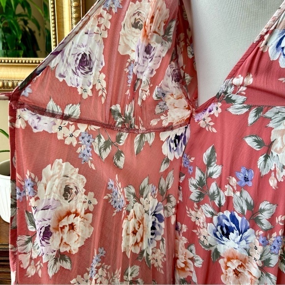Auguste The Label Pascal Muse Floral Wrap Maxi Dress Pink Peach Short Sleeve 8 - Picture 14 of 16